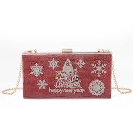 Avondtassen Europese en Amerikaanse stijl kerstboom met diamanten bezaaide kleine vierkante tas dinertas clutch messenger chain vrouwelijke tas 231116