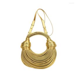 Avondtassen avondtassen handtassen retro voor vrouwen 2023 in goud luxe designer merk handwoven noedel touw geknoopte getrokken hobo zilverkoppeling