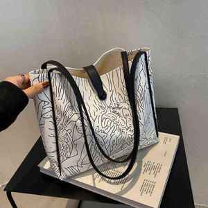 Sacs de soirée Fashion Art Pattern Tote 2022 Nouveaux sacs à main pour femmes épaules simples de créateurs top acier shopping 220416 2393