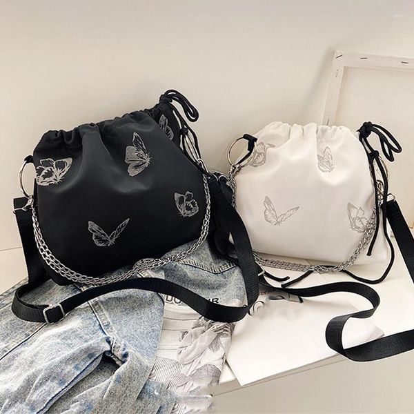 Bolsas de noche Moda Mariposa Messenger Bag Mujeres Cordón Cadena Hombro Bolsa Nylon Casual Lady Bolso