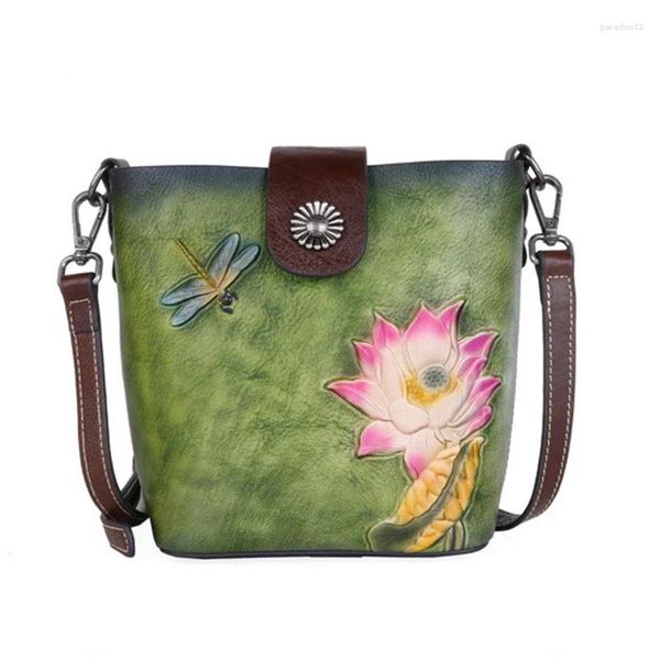 Bolsos de noche Moda tallada flor mujer crossbody cuero de vaca real mujer hombro mensajero elegante dama fiesta bolso