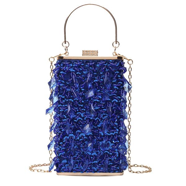 Bolsas de noche Moda Crystal Blue Clutch Bag Designer Party Monedero Caja Cadena Hombro Damas Glaring Gold Bolso B366 230926