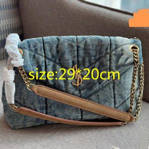 Avondtassen mode denim flap schoudertas dames crossbody bybody backpack portemonnee handtassen naad lederen dames metalen ketens clamshell messenger designer tassen