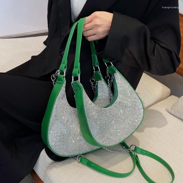 Bolsos de noche Diseñador de moda Hombro Mujer Mango Diamantes de imitación brillantes Bolso de mano Monederos de cristal y bolso