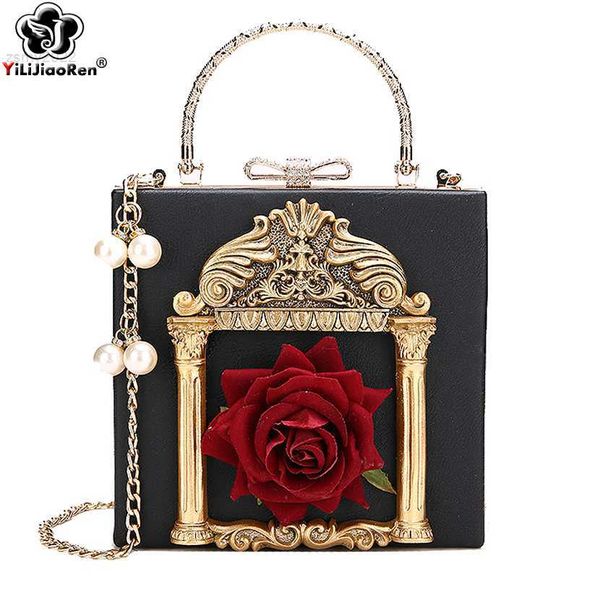 Bolsos de noche Flores de moda Bolsos cruzados para mujeres Bolsos de lujo Bolsos de mujer Marca de diseñador Bolso sobre el hombro Sac Clutch Mujer