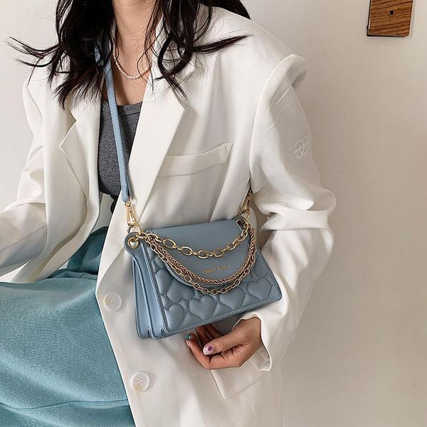 Bolsas de noche Chica de moda Bolso lindo Pequeño regalo 2023 Versión coreana Cadenas Bolso de hombro para mujer Cuerpo cruzado Mujer Azul