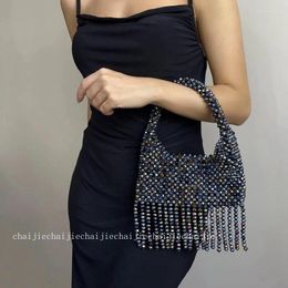 Avondtassen Mode Hoge kwaliteit Tassel Design Banket Handtassen voor dames Handgemaakte kralen Zwart Fantasie Geweven Damestas Maatwerk