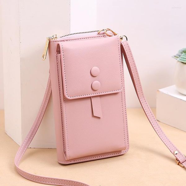 Bolsos de noche de moda coreana para mujer, billetera de Pu, simple y versátil, cuadrado Vertical, Color sólido, gran capacidad, bandolera de un solo hombro