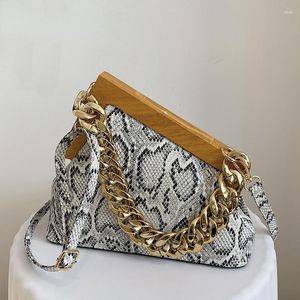 Sacs de soirée mode dame sac à main luxe Designer pochette serpent motif en bois Clip sacs à main et sac à main femme Vintage épaule