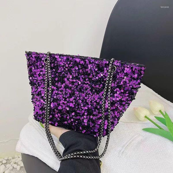 Bolsos de noche de moda de gran capacidad para mujer, bolsos de lentejuelas brillantes, bolso de compras para mujer, Bolsa femenina