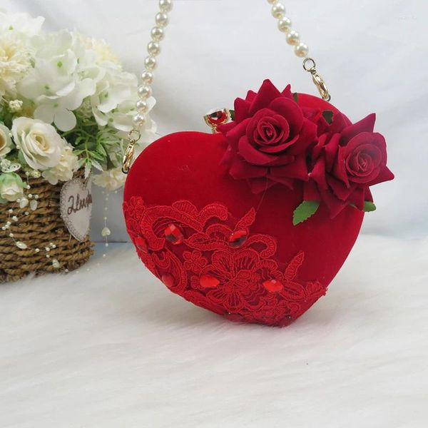 Sacs de soirée Fashion Grand amour Red Heart Day Clutch Sac Party Femme Girl Girl Wedding Bridal Hands sacs