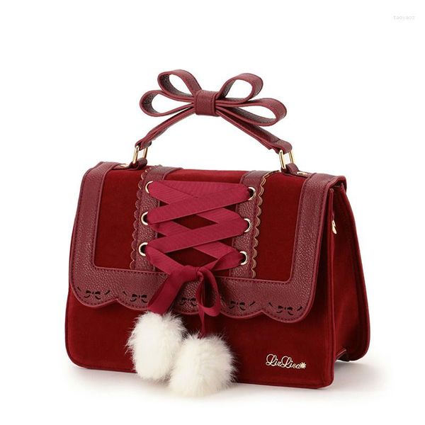 Sacs de soirée Mode Liz Lisa Mignon Bow Épaule Femmes Doux Rouge Sac À Main Designer Fille Sac En Cuir