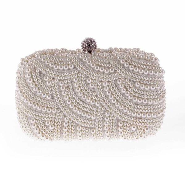 Bolsos de noche moda lujo cristal perla blanco embrague mujeres elegante bolso boda fiesta señora embragues monedero Venta caliente 230427