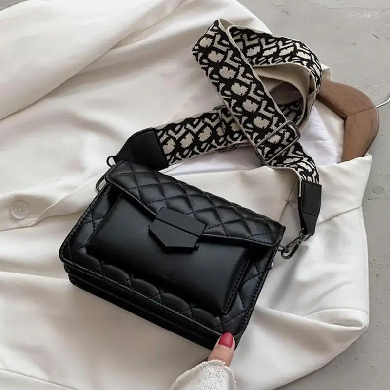 Evening Bags Fashion Luxury Handbags Women Bag Wide Shoulder Strap Crossbody Chain Rhombus PU Leather