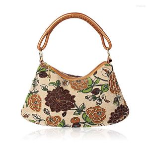 Bolsos de noche moda nacional estilo chino Vintage bordado flor mujer día embragues Retro nupcial boda bolso monedero