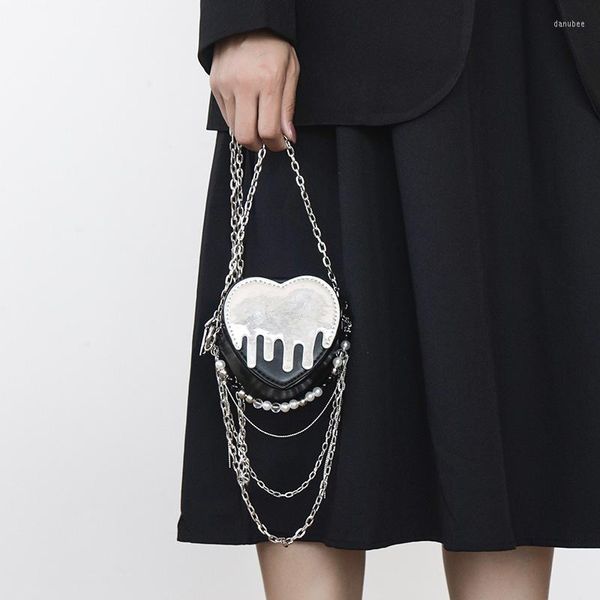 Sacs de soirée Fashion Pearl Chain Heart Shape Small Shoulder Bag Women's Mini Cute Purse And Handbag