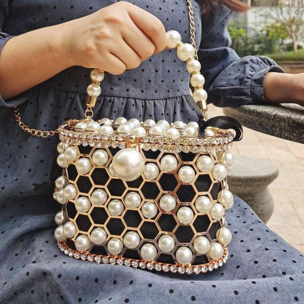 Sacs de soirée Fashion Pearl Design Sacs à main Femmes Flap Box Mini Tote Lady Luxury Metal Frame Shoulder