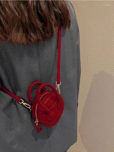 Sacs de soirée mode rétro vin rouge Mini sac à bandoulière bandoulière petit sac à main rond Vintage carte écouteur rouge à lèvres clé stockage