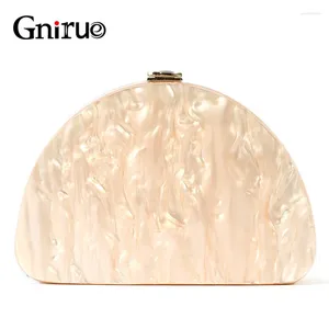 Sacs de soirée Fashion Semiccle portefeuille Femme Messenger acrylique beige solide Dîner à main