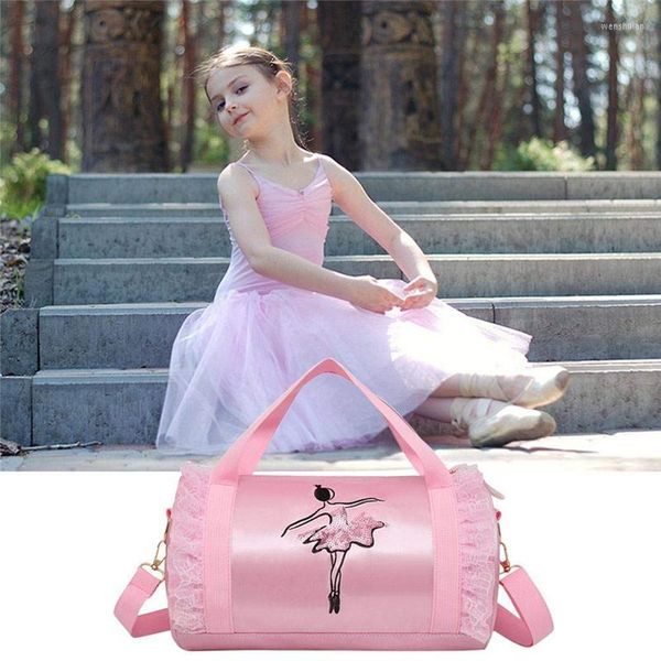 Bolsos de noche Bolso de hombro de moda Niñas Baile latino Rosa Mujeres Ballet Tote Bordado Gimnasio