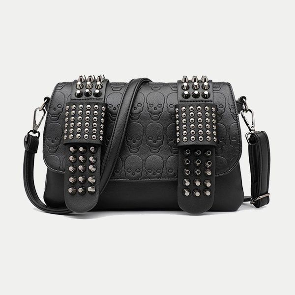 Sacs de soirée mode épaule pour femmes Cool crâne Rivet bandoulière sac de messager dame grande capacité sac à main pochette sac à main