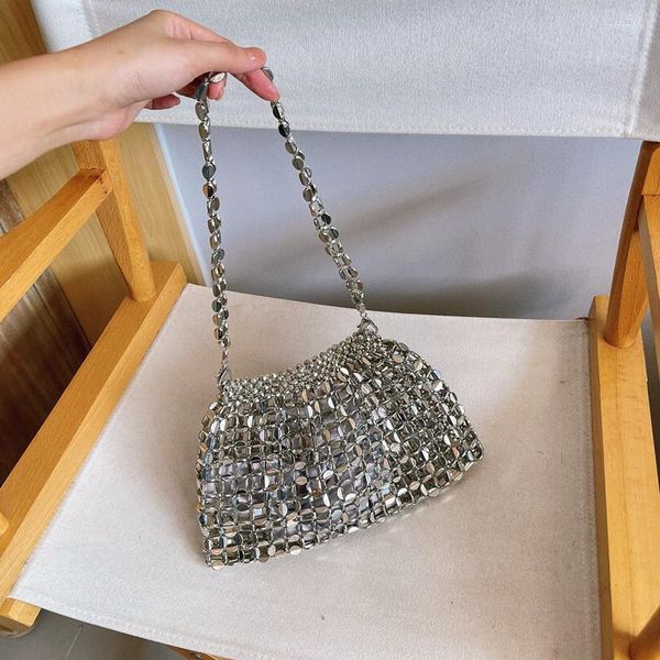 Bolsos de noche Moda Plata Oro Diseñador de lujo Lentejuelas ostentosas Embragues Monederos y bolso de mano Bolso de hombro pequeño de tendencia para mujer B567