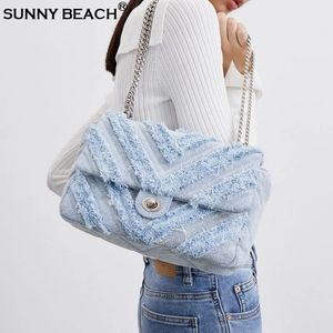 Bolsos de noche Moda Verano Jeans Denim Hombro Crossbody Bolso Lienzo Chica Bolso Casual Cadena Diseñador Tote 231205