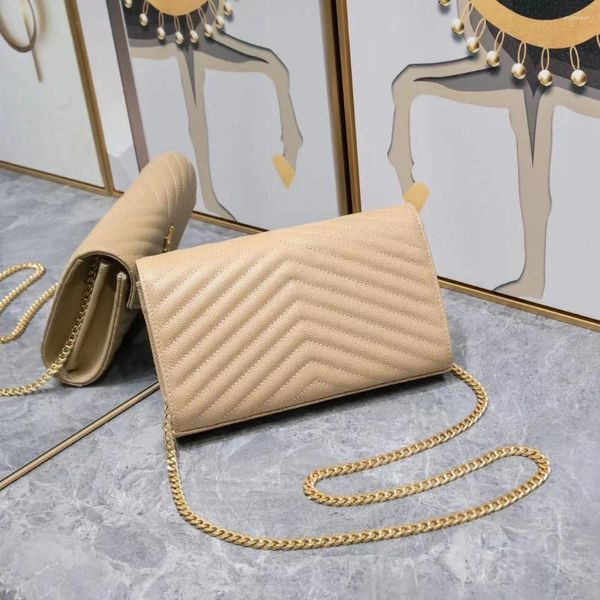 Bolsas de noche Moda Mujer Bolsa Diseñador Cuero Real Alta Calidad Hombro Top Caviar Sobre Paquete Bolsos