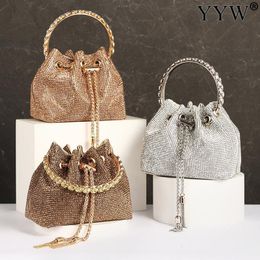 Avondtassen Mode Vrouwen Emmer Schoudertas Met Strass Avondtasje Voor Dames Feest Bruiloft Portemonnee Meisje Handtas Vrouwelijke Koppelingen Bolsos 230718