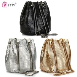 Sacs de soirée Fashion femmes épaule à seau avec paillette crossbody farth sliver gol purse fille sacs à main femelles femelles bolsos 221125