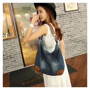 Bolsos de noche Fashion Mujeres Cause Damas Denim Mano de mezclilla Jeans azules grandes Mujer Bolsa Lindo diseñador Femenino Gran Vintage