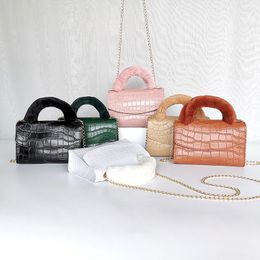 Sacs de soirée Mode Femmes Crocodile Motif PU Sac À Main En Cuir Épaule Messenger Chaîne Rétro En Peluche Poignée Petit Sac Carré