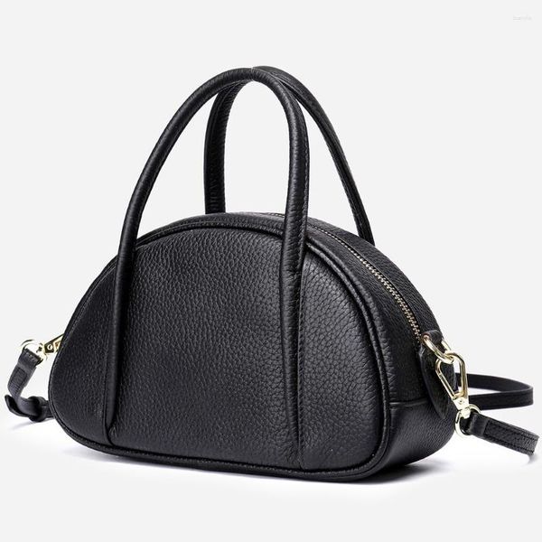 Sacs de soirée Mode Femmes Sacs à main en cuir véritable Première couche de peau de vache Petit sac à bandoulière semi-circulaire pour dames Sac à main sous les bras