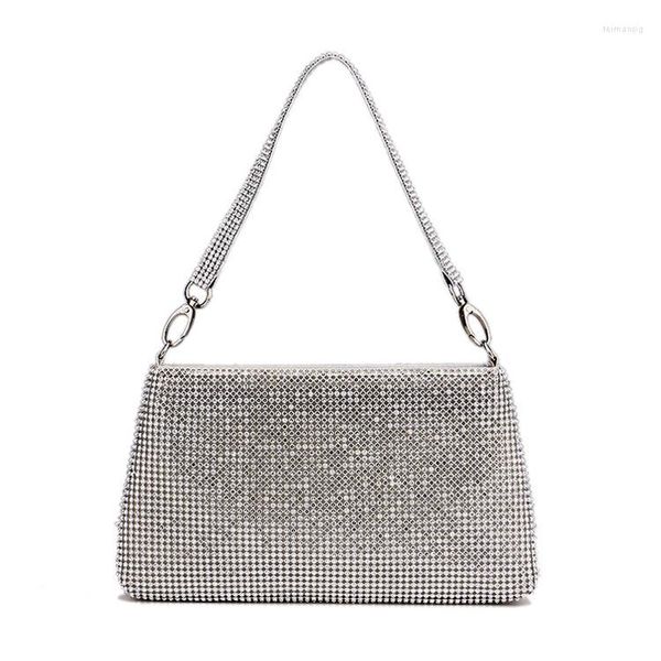 Bolsos de noche Moda Mujer Cartera con diamantes de imitación Soporte para teléfono Bolso de mano Bling Brillante Monedero Tarjeta Dinero Embragues Solapa