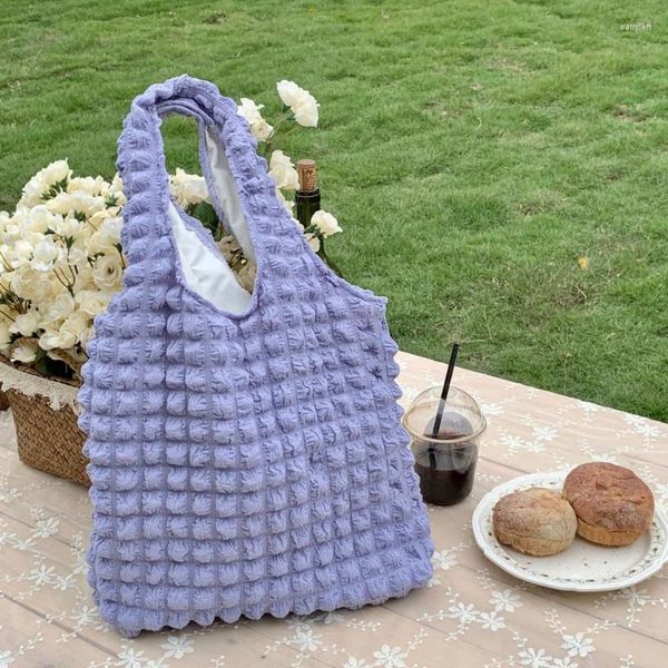 Sacs de soirée Fashion Women Sac à bandoulière crème Couleur solide Eco Shopping Tissue Purse Spose