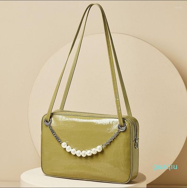 Bolsos de noche moda mujer cadena de perlas blancas hombro axila bolso Casual elegante señoras pequeño monedero cuadrado bolsos de diseñador de marca