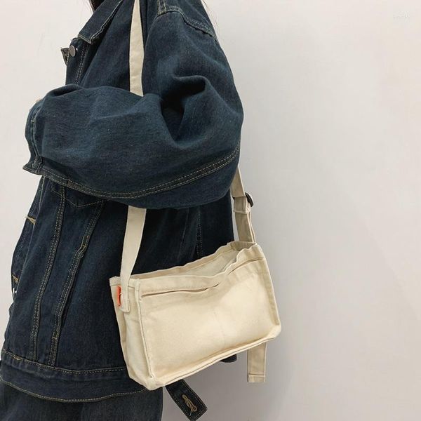 Bolsas de noche Lona femenina Textil Tamaño pequeño Teléfono móvil Bolsa cuadrada Bolsa de honda lateral Elegante Paño coreano Bolsillo portátil Crossbody