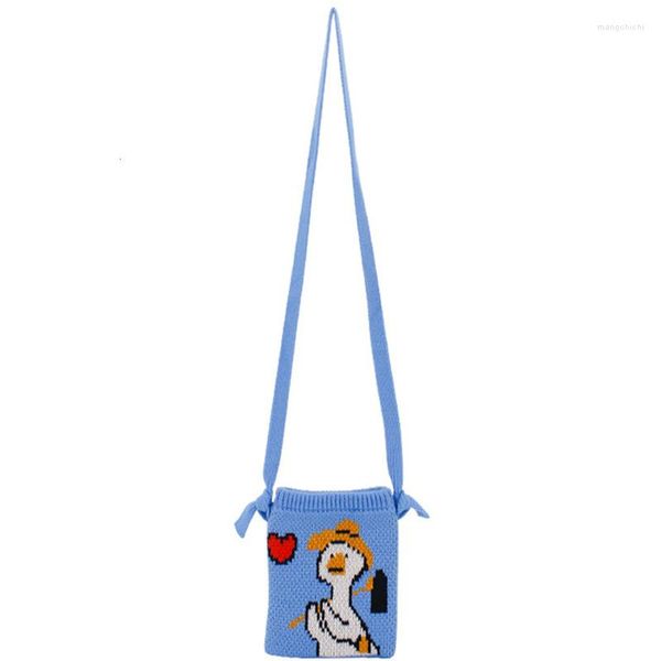 Sacs de soirée femme haute rue mode canard dessin animé tricoté petite taille fronde sac à bandoulière fille Kawaii mignon élégant Pixel pochette bandoulière