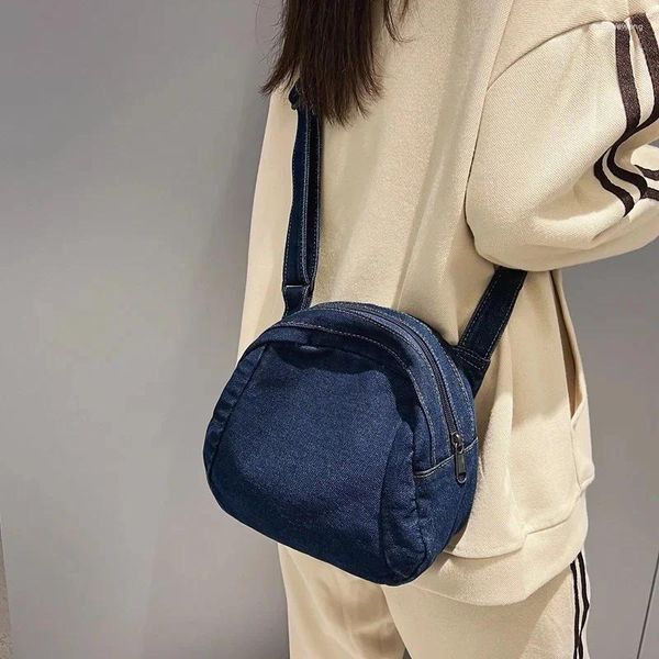 Bolsas de noche Mujer Coreana Moda Denim Textil Tamaño pequeño Bolsa Sling Bag Grunge Y2K Ita Teléfono móvil Bolsillo portátil Crossbody Lado