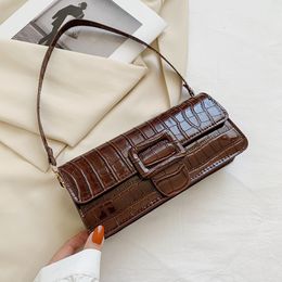 Bolsos de noche Bolso de hombro con solapa Patrón de piedra Moda para mujeres Pu Cuero Cuadrado Bolsos de diseñador femenino 230925