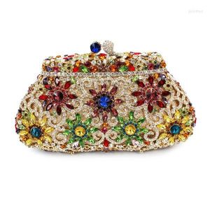 Sacs de soirée en forme de fleur, pochette de fête en pierre de cristal pour dames (8626A-C)