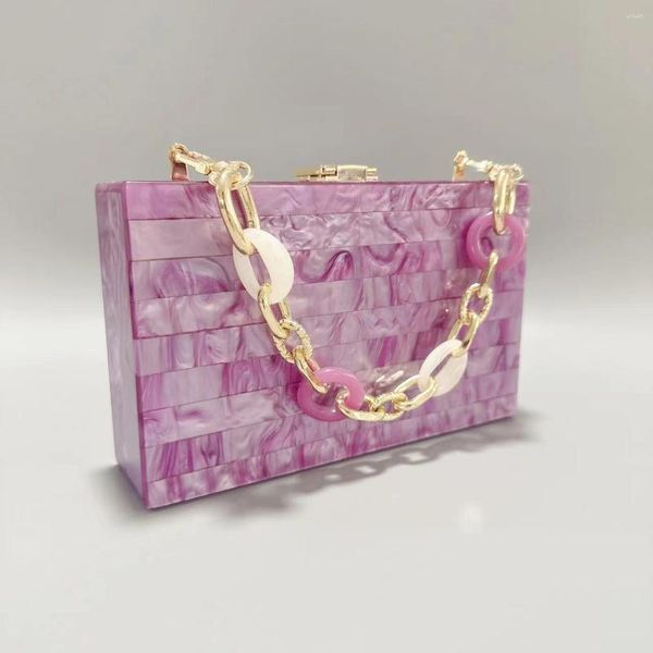 Sacs de soirée pour femmes, tendance 2023, portefeuille Vintage marbre violet, pochette en acrylique, sac de dîner, sacs à main avec chaînes de mariage tendance