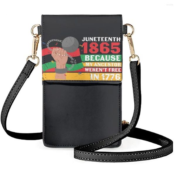 Bolsos de noche FORUDESIGNS Black Culture Flip Phone Bag Mujer Moda Hombro Cuero High Street Messengers Maquillaje Organizador