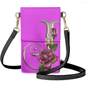 Bolsos de noche FORUDESIGNS, alfabeto dorado J, maquillaje para mujer, diseño de ramo de letras, paquete de tarjetas de rosas, bolso para teléfono móvil, sobre para mujer