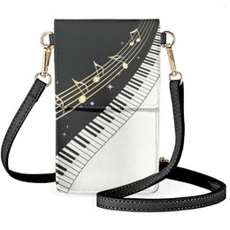 Avondtassen starten piano sleutel muzieknoten Musical Notes Messenger Bag elegant mooie mobiele telefoon dames decoratieve schouderzak pu