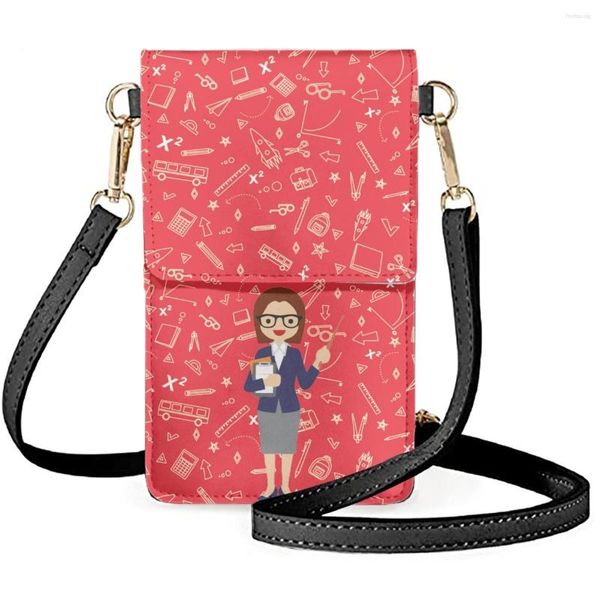 Sacs de soirée FORUDESIGNS Sac à bandoulière Lady Travailleur Enseignant Image de dessin animé Téléphone portable Fournitures pédagogiques Modèle Messagers Portefeuille