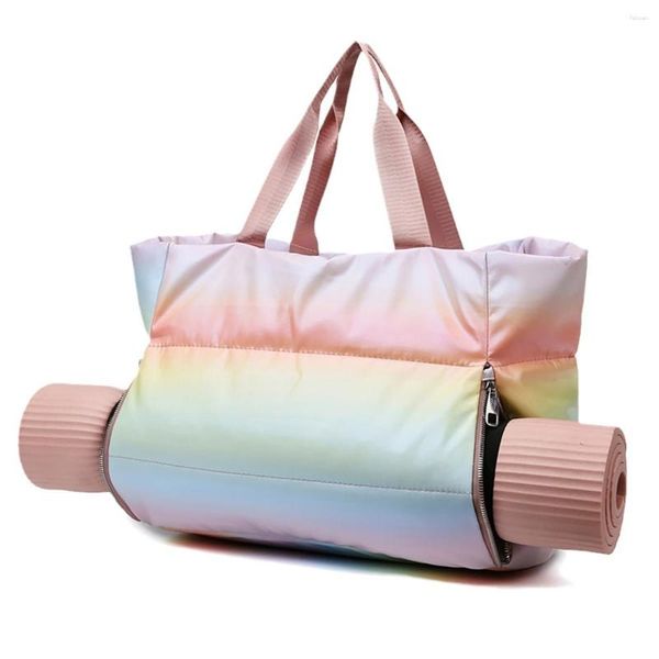 Bolsas de noche Envío gratis Bolsa de gimnasio femenina impermeable con soporte para estera de yoga Deportes Separación húmeda y seca Nylon Duffel Moda para mujer