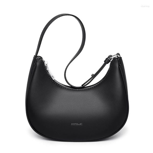 Sacs de soirée Français Niche Sac à main en cuir Couche supérieure pour femme Sac à bandoulière en cuir de vachette Crescent