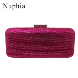 Sacs de soirée Fuchsia Hard Case Box Clutch Crystal Embrayages et pour femme Party Prom Gold 230728