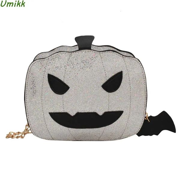 Sacs de soirée Sac à main bandoulière drôle Halloween diable citrouille en forme de femme sac à bandoulière chaîne à paillettes femme en cuir PU messager 231017